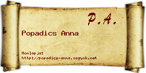 Popadics Anna névjegykártya